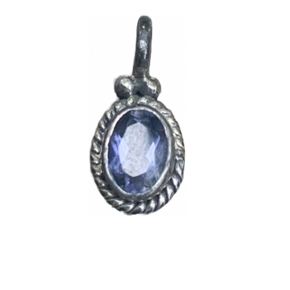 Amethyst Pale purpleSS Pendant. Vintage Very small. Cut stone.